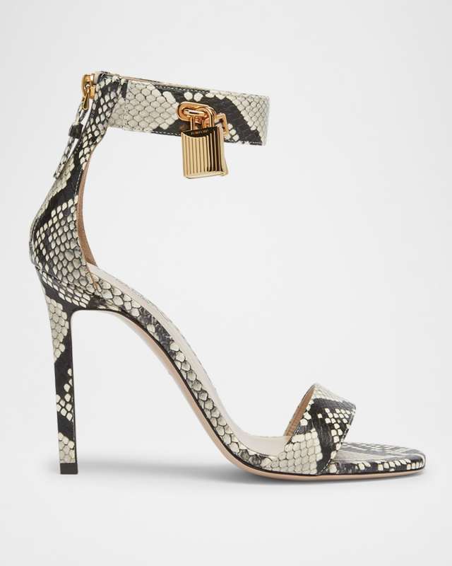 Lock Python Embossed Ankle-Cuff Sandals